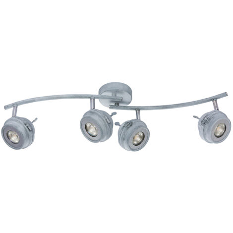 LED Deckenlampe 4 flammig Wohnzimmerleuchte Deckenleuchte Spotleiste , Strahler verstellbar, Metall grau antik, 4x5W 4x 345lm warmweiß, LxH 68 x 16 cm
