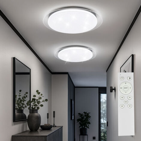 LED Deckenlampe dimmbar mit Fernbedienung Küchenlampe Deckenlampe Sternenhimmeleffekt, Nachtlicht Timer, 40W 2800lm warmweiß-kaltweiß, DxH 46,5 x 7,5 cm, 2er Set
