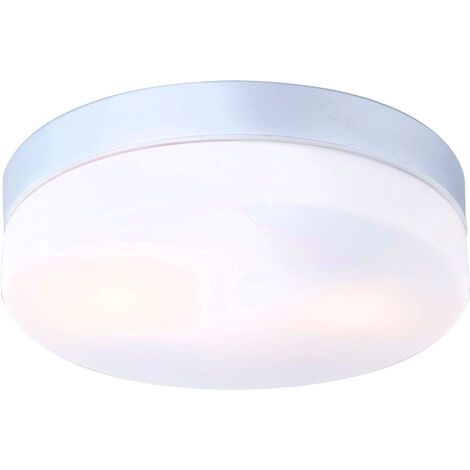 LED Deckenlampe fürs Bad, Alu silber mit Abdeckung opalweiß, Ø 24cm