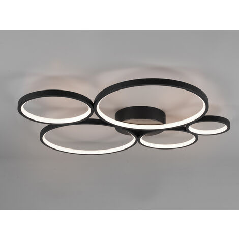 LED Deckenlampe RONDO Ringleuchte flach & dimmbar in Schwarz, Breite 59cm