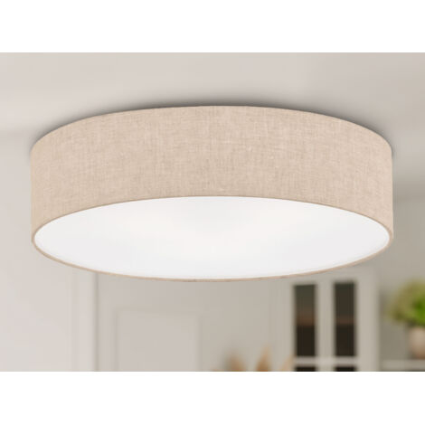 MEINEWUNSCHLEUCHTE LED Deckenlampe rund mit Lampenschirm Leinen Beige Ø 60cm groß