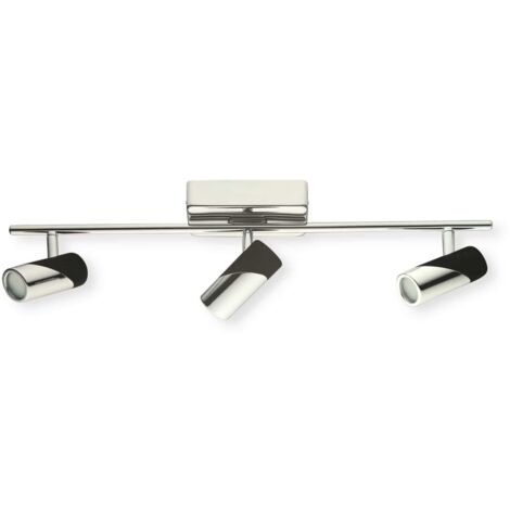 LED Deckenlampe Wohnzimmerleuchte Deckenleuchte Esszimmerlampe Schlafzimmerleuchte Spotstrahler, Stahl chrom Alu schwarz, 3 Flammig Spots beweglich, 5W 1440Lm 3000K warmweiß, L 57,5 cm