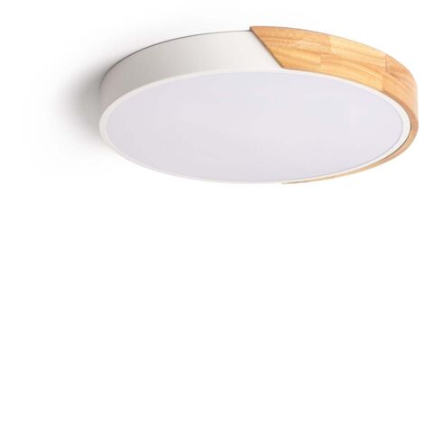 LED-Deckenleuchte 24W Rund Holz CCT Wählbar Ø418 Semi-Dari Weiß