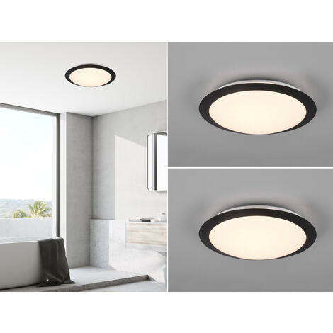 LED Deckenleuchte 2er Set in Schwarz IP44 Badlampen, Ø 29cm