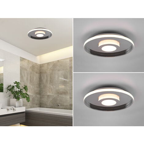 LED Deckenleuchte 2er Set Silber Chrom mit Switch Dimmer IP44, Ø 30cm