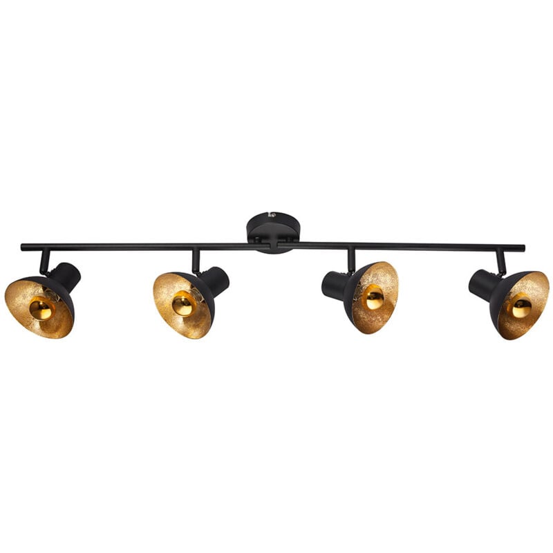Deckenleuchte Spotleiste Deckenlampe Innenleuchte Metall, schwarz, goldfarbig, Spots beweglich, 4x led 4 Watt 380 Lumen warmweiß, LxH: 85x17,6 cm