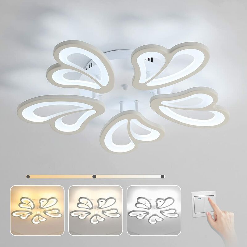Goeco - LED Deckenleuchte, Acryl LED Kronleuchter, 57CM Durchmesser Deckenlampe Schmetterlingsschirm für Schlafzimmer, Esszimmer, Balkon, Korridor,