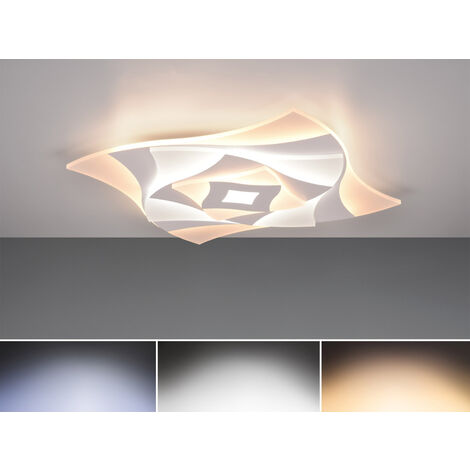 LED Deckenleuchte AKITA flach Weiß Fernbedienung dimmbar Quadrat, 48cm