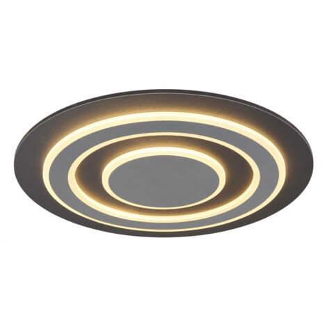 LED Deckenleuchte anthrazit opal Deckenlampe grau Wohnzimmerleuchte Decke, Metall Acryl, 40W 1100Lm warmweiß, DxH 48x5,2 cm