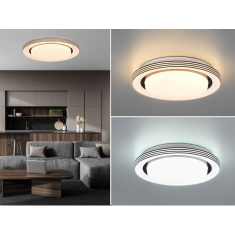 LED Deckenleuchte ATRIA Fernbedienung dimmbar Sternenhimmel Schwarz, Ø 38cm