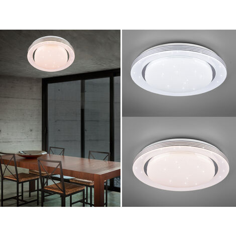 LED Deckenleuchte ATRIA Fernbedienung dimmbar Sternenhimmel Weiß, Ø 27cm