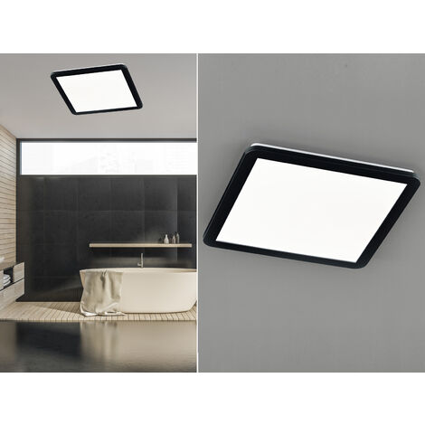 LED Deckenleuchte CAMILLA Schwarz matt mit Switch Dimmer IP44, Quadrat 40cm