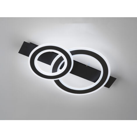LED Deckenleuchte CIRCLE Schwarz mit Fernbedienung dimmbar, Breite 61cm