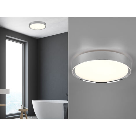 LED Deckenleuchte CLARIMO in Silber Chrom IP44 Badlampe, Ø 33cm