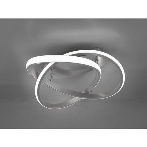 LED Deckenleuchte COURSE Silber mit Stufen Dimmer, 4000K Neutralweiß, Ø 45cm