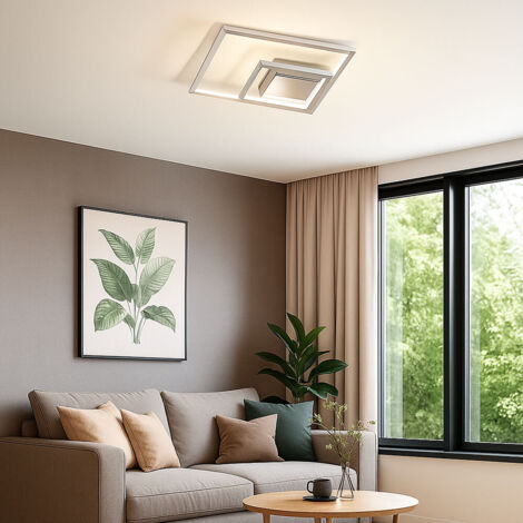 LED Deckenleuchte Deckenlampe 3 flammig Wohnzimmerleuchte modern, Modern silber, 1x LED 12W 1100Lm 3000K, LxBxH 30x30x5,5 cm, WOFI 9487.02.63.9300