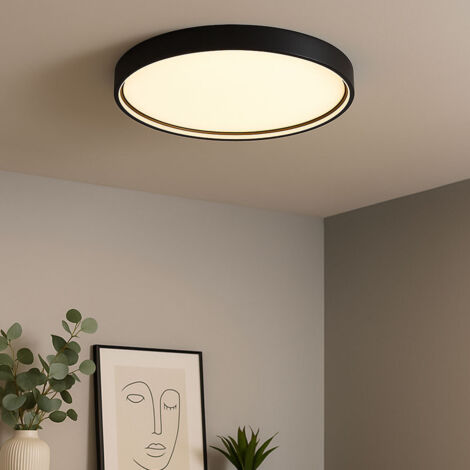 LED Deckenleuchte Deckenlampe Esszimmer dunkelgrau mit 3 Stufen Dimmer, Metall, 1x LED 27,5W 2400 Lm warmweiß, D 45x4,5 cm, WOFI 12056