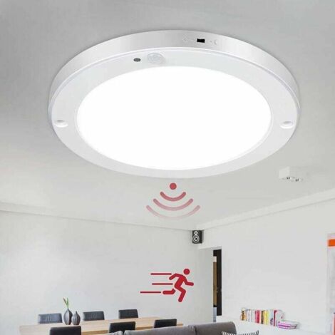 LED-Deckenleuchte, Deckenleuchte mit Bewegungsmelder, 18 W, 1200 lm, 4000 K, Weiß, 22 cm, 2 Modi (Immer-Ein-Modus/Sensormodus), LED-Deckenleuchte für Wohnzimmer, Schlafzimmer, Flur, Küche