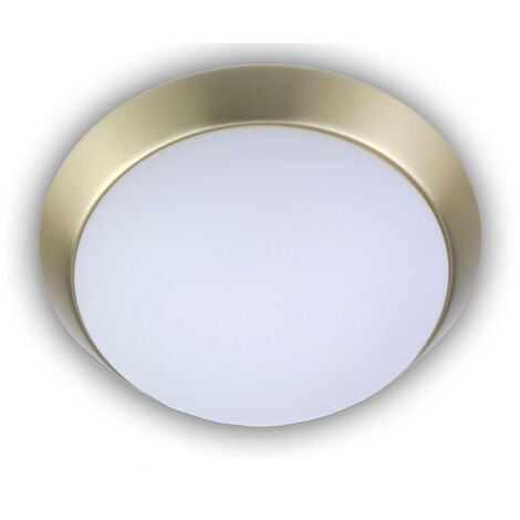 LED Deckenleuchte Deckenschale Opalglas matt Dekorring Messing matt, Ø 30cm