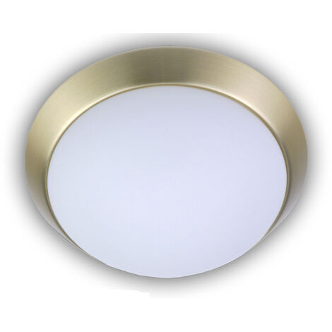 LED Deckenleuchte Deckenschale Opalglas matt Dekorring Messing matt, Ø 35cm