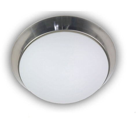 LED Deckenleuchte / Deckenschale, Opalglas matt, Dekorring Nickel matt, Ø 25cm