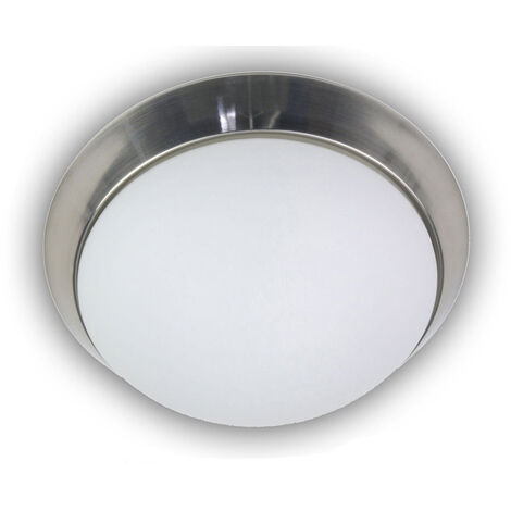 LED Deckenleuchte / Deckenschale, Opalglas matt, Dekorring Nickel matt, Ø 30cm