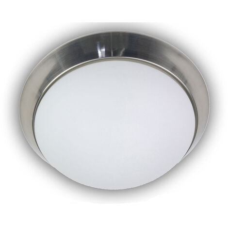LED Deckenleuchte / Deckenschale, Opalglas matt, Dekorring Nickel matt, Ø 35cm