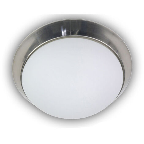 LED Deckenleuchte / Deckenschale, Opalglas matt, Dekorring Nickel matt, Ø 40cm