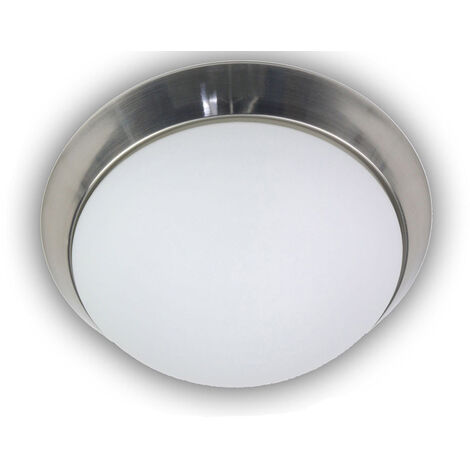 LED Deckenleuchte / Deckenschale, Opalglas matt, Dekorring Nickel matt, Ø 45cm