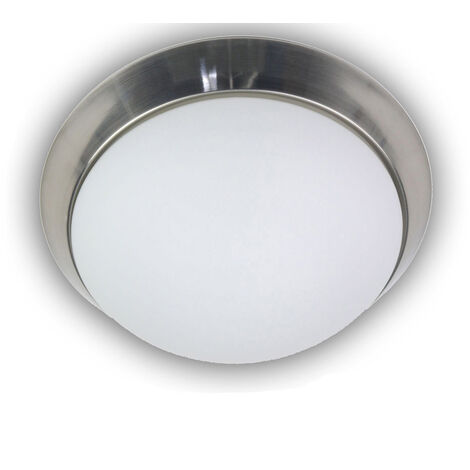 LED Deckenleuchte / Deckenschale, Opalglas matt, Dekorring Nickel matt, Ø 50cm