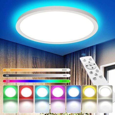 LED Deckenleuchte Dimmbar Fernbedienung, 24W RGB Runde Deckenleuchte, 2700LM Deckenbeleuchtung, 3000K-6500K Moderne Deckenlampe für Badezimmer, Wohnzimmer, Schlafzimmer, Wasserdicht IP44, Ø30CM