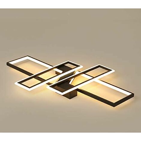 AISKDAN LED Deckenleuchte Dimmbar Rechteckig mit Fernbedienung Moderne Pendelleuchte Acryl Schwarz Deckenbeleuchtung für Wohnzimmer, Büro, Flur, 90 x 60 x 6 cm