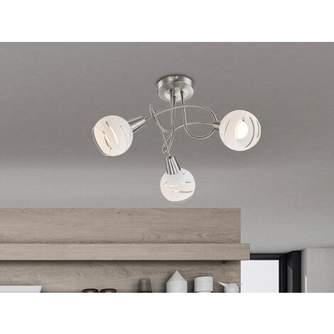 LED Deckenleuchte ELLIOTT 3-flammig, Glasschirme satiniert, Ø 39cm