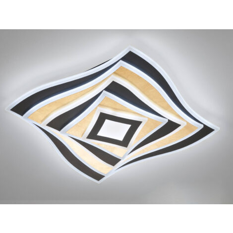 LED Deckenleuchte HERO Schwarz Gold mit Fernbedienung, Quadrat 50cm