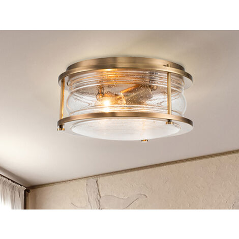LED Deckenleuchte in Messing für Badezimmer & Wohnraum, Ø30,5cm