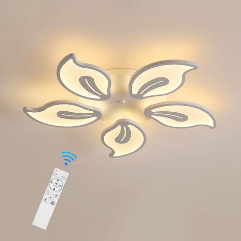 LED-Deckenleuchte, kreative weie Deckenleuchten in Blütenform, dimmbare Deckenbeleuchtung mit Fernbedienung, geeignet für Wohnzimmer, Esszimmer, Schlafzimmer, 3000-6500 K, Durchmesser 66 cm