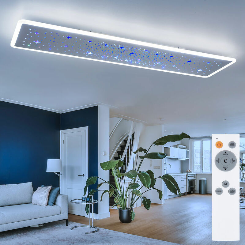 Etc-shop - LED Deckenleuchte Memory Funnktion Schirm mit Stern-Stanzungen weiß CCT dimmbar