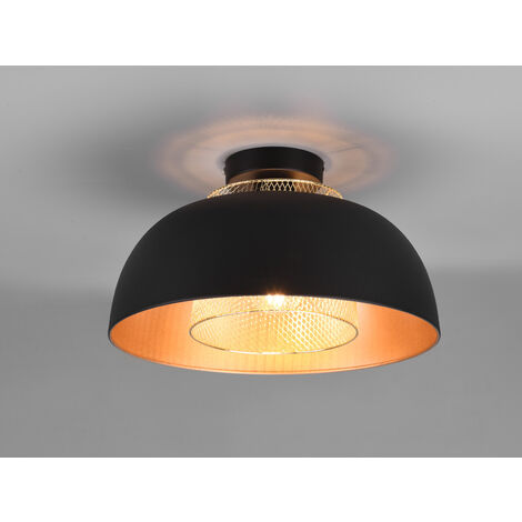 LED Deckenleuchte Metall Schwarz Gold mit Drahtgeflecht, Ø 35cm