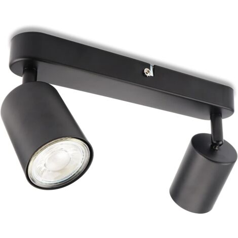 LED Deckenleuchte mit 2 Flammen, schwenk- und verstellbarer Wandspot, GU10 (ohne Leuchtmittel) Retro/Vintage Deckenleuchte 230V schwarz für Wohnzimmer Schlafzimmer Küche