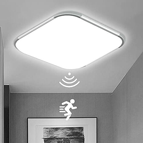 LED Deckenleuchte mit Bewegungsmelder 24W LED Sensor Deckenlampe Flurleuchte Moderne Rund Deckenlampe mitfür Wohnzimmer Schlafzimmer 30x30cm Kaltweiß NAIZY