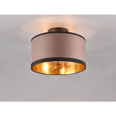 LED Deckenleuchte mit Stoffschirm in Taupe/Gold, Ø 30cm