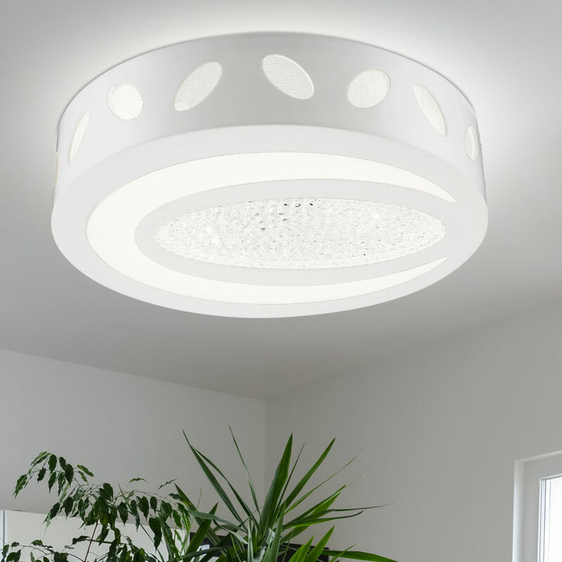 Etc-shop - LED Deckenleuchte Modern LED Leuchten Decke Deckenlampe rund, mit Kristallen in weiß, 1x LED 21 Watt 1250 Lumen neutralweiß, 40 cm
