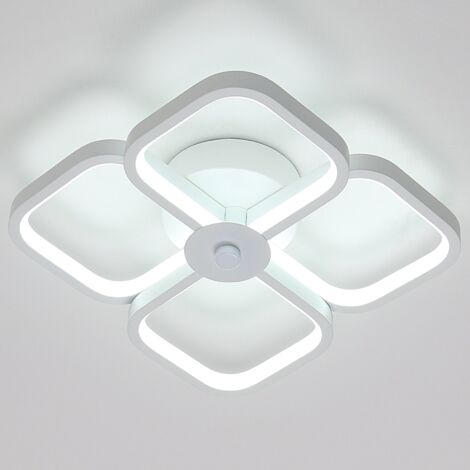DELAVEEK LED Deckenleuchte Modernes Design Kaltweiß 6000K Quadratischer Kreis Deckenlampe Für Wohnzimmer Schlafzimmer Esszimmer Büro Weiß