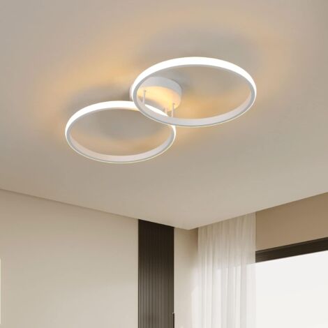 DELAVEEK LED Deckenleuchte Modernes Design Warmweiß 3000K Kreis Ringe Deckenlampe Für Wohnzimmer Schlafzimmer Esszimmer Büro Weiß