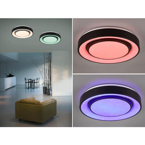LED Deckenleuchte MONA Schwarz/Weiß dimmbar smarte Lichtsteuerung WIZ, Ø 38cm