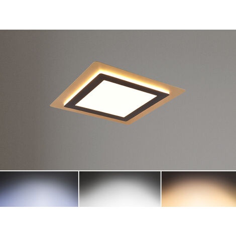 LED Deckenleuchte MORGAN flach Schwarz Gold Fernbedienung dimmbar Quadrat, 45cm