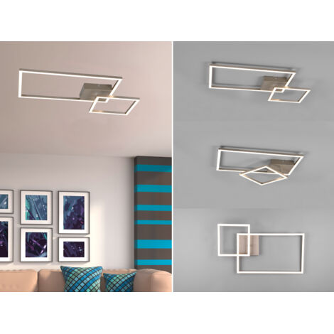 LED Deckenleuchte PADELLA Silber dimmbar Neutralweiß, Breite 63cm