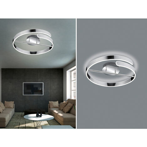 LED Deckenleuchte PARMA Metall Chrom/Weiß 3 Stufen Dimmer Ring, Ø 50cm