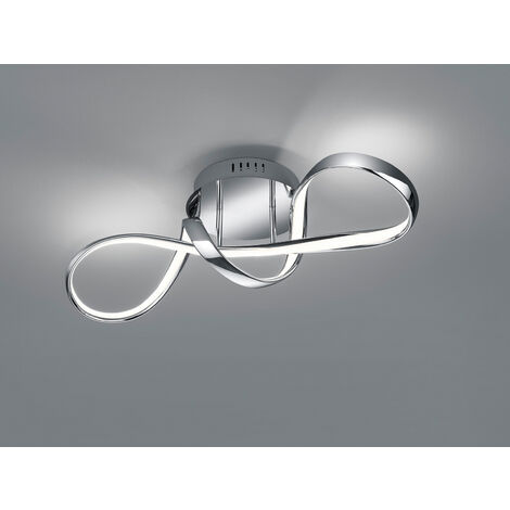 LED Deckenleuchte PERUGIA Metall Chrom/Weiß 3 Stufen Dimmer, Breite 60cm