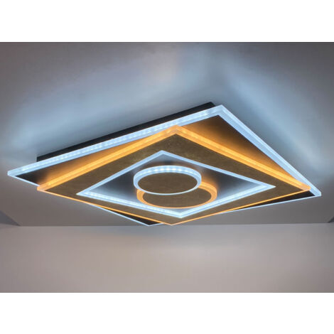 LED Deckenleuchte RATIO Schwarz Gold mit Fernbedienung, 50x50cm